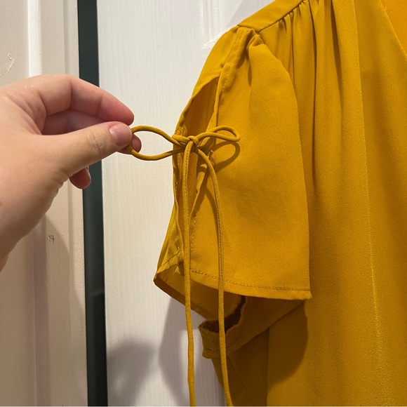 Mustard Yellow J Crew A Line Dress with Bow Sleeve Detail - Picture 4 of 4